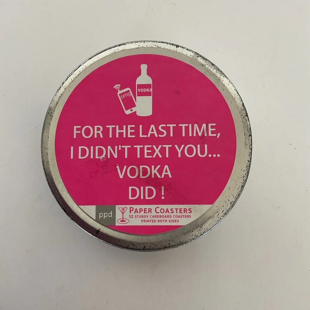 Pink Paper Coasters - Fun Vodka Design NWT